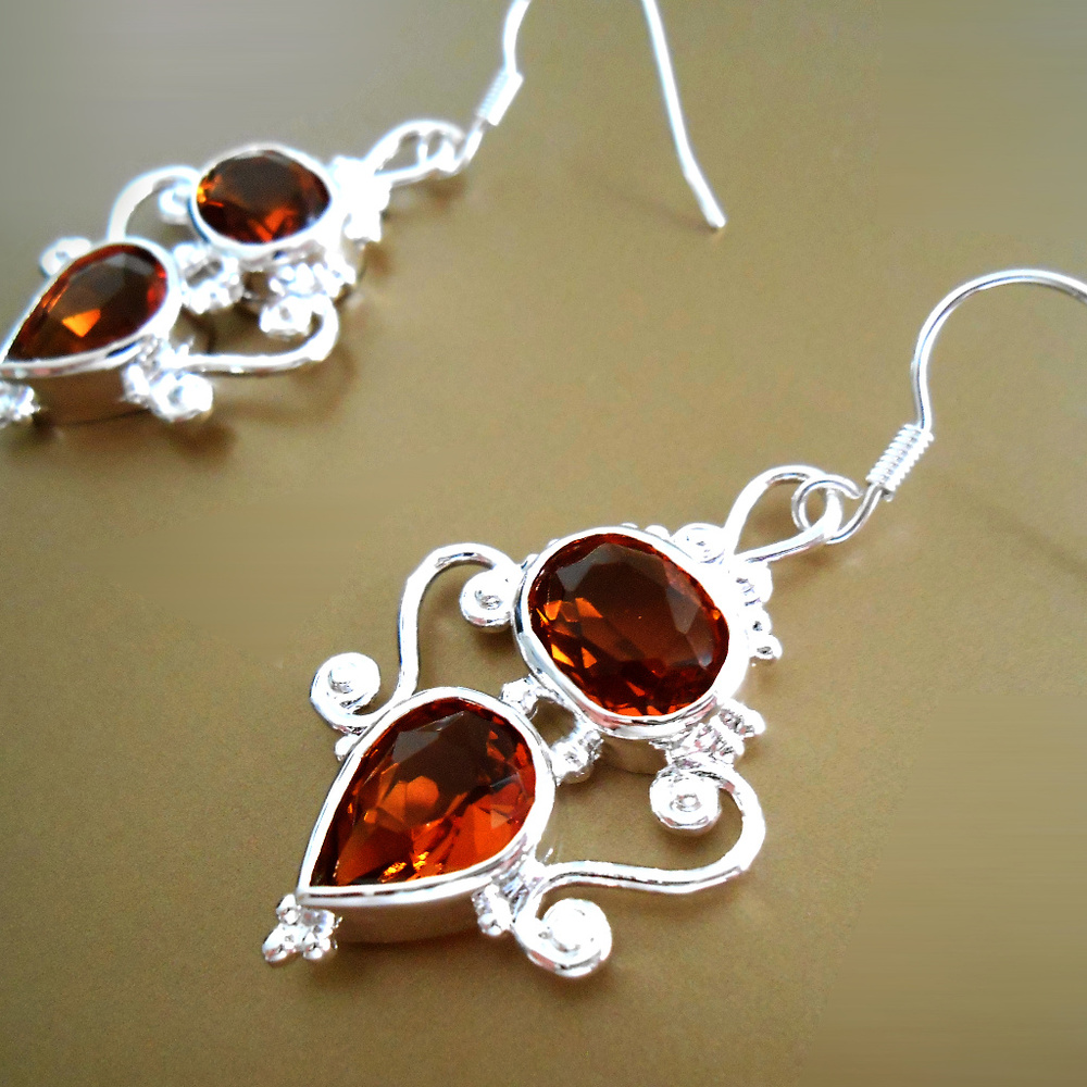 Citrine ChandelieDrop Earrings in Sterling Silver. Fall colors 🍁